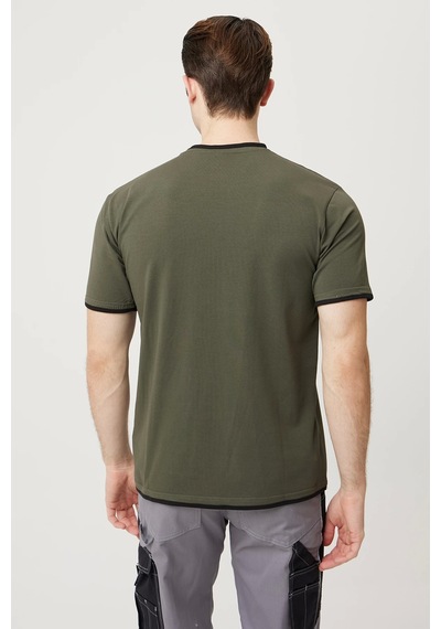 Morina Nefes Alabilir O Yaka Tişört Rahat Ve Klasik Günlük T-shirt Modeli Haki-siyah