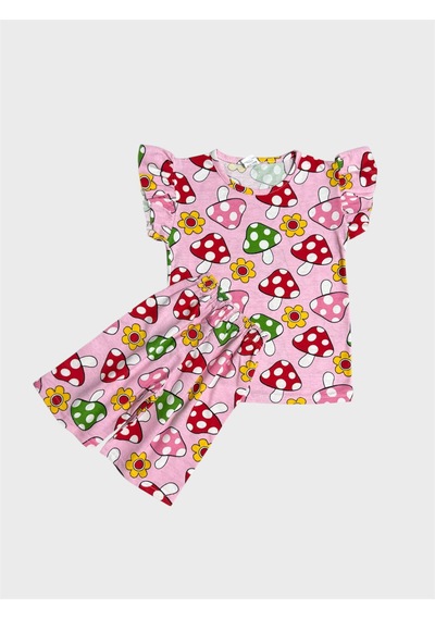 Aliş Kids Kız Çocuk Pamuklu Pembe Mantar Desenli Kısa Kollu Kolları Fırfırlı Şortlu Yazlık Pijama Takımı Aliş Kids Kız Çocuk Pamuklu Pembe Mantar Desenli Kısa Kollu Kolları Fırfırlı Şortlu Yazlık Pijama Takımı