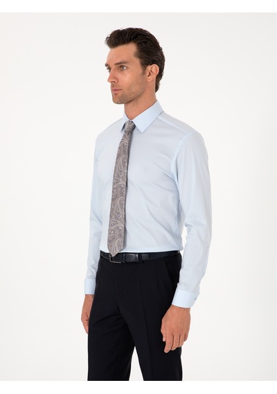Cacharel Açık Mavi Slim Fit Non Iron Pamuk Karışımlı Klasik Gömlek Denım