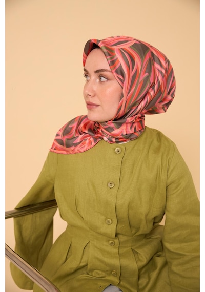 Silk Home Twill İpek Eşarp 11472-24 Gri, Narçiçeği, Pembe, Yeşil, Pudra Pembe
