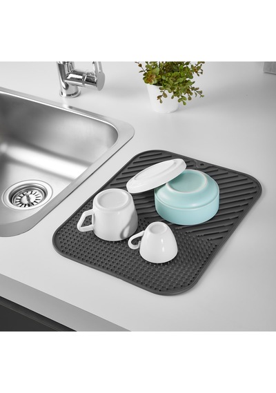 Bulaşıklık Mutfak Tezgahı Çok Amaçlı Mat Bulaşık Matı Kurutma Matı Antrasit 36 Cm X 28 Cm Belirtilme Diğer