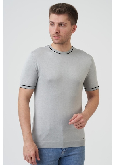 White Stone Seattle 16024 Slim Fit Sıfır Yaka T-shirt Gri - Gri
