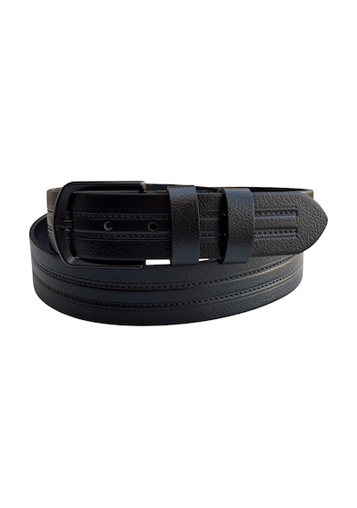 Süzer Deri Siyah Hakiki Deri Ortası Şerit Desenli Model 4 Cm. Genişlikli Spor Kemer // 400-42