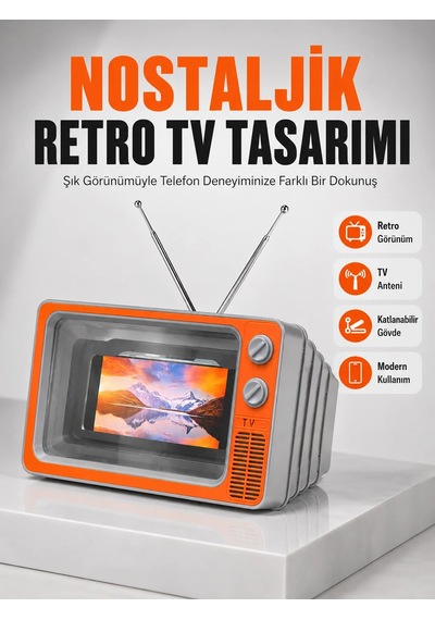 12 İnç Telefon Ekran Retro Tv Tasarımlı Hd Fresnel Lens Taşınabilir Mobil Ekran
