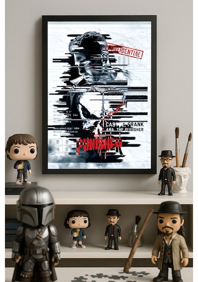 Punisher Siyah Ahşap Çerçeveli Poster, Dizi Duvar Tablosu