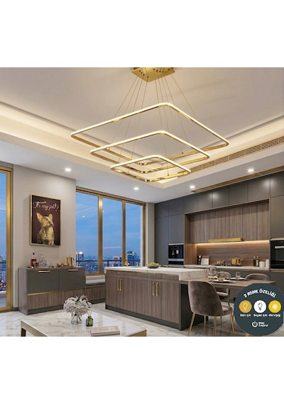 Modern Kare Eskitme Kasa Tek Renk Beyaz Led Avize & Şık Salon Aydınlatma - led