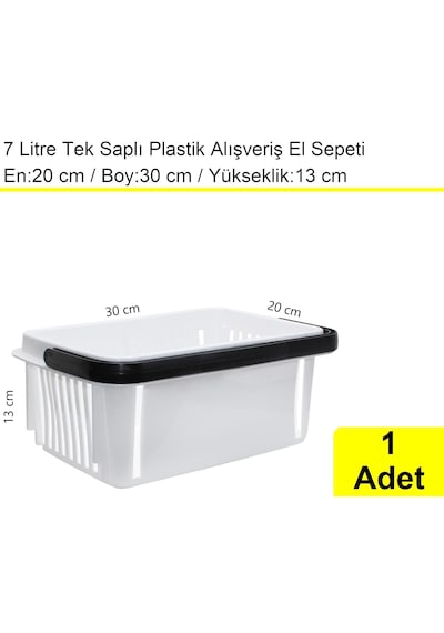 Kozmetik Ve Bijuteri Plastik Alışveriş El Sepeti 7 Litre Beyaz 1 Adet / En:20 Boy:30 Yükseklik:13 Cm Beyaz