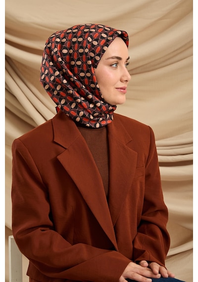 Silk Home Twill İpek Eşarp 11481-24 Siyah, Kırmızı, Gül Kurusu, Pudra