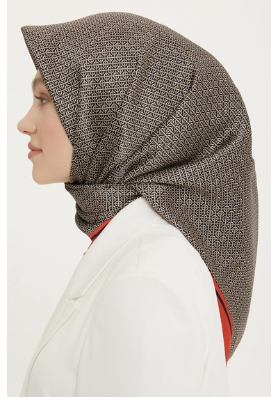 Armine İpek Eşarp Nostalji - 8733-40 Siyah Bordo Twill Siyah Bordo