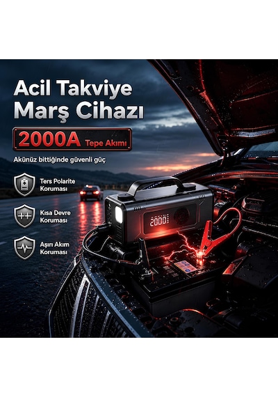 Prohummer Phm014 Jump Starter - Çok Fonksiyonlu 10u1 Arada Süpürgeli Kompresörlü Akü Takviye Cihazı 12000mah - Powerbank