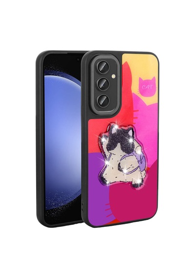 Zore Galaxy A24 Kılıf Parlayan Kabartmalı İkonik Figürlü Ogaa Amas Silikon Kapak - Pembe
