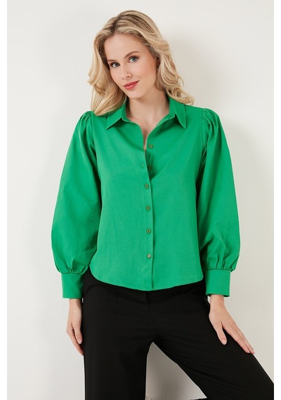 Lela Regular Fit Balon Kollu Poplin Bayan Gömlek 611Go0153 Benetton