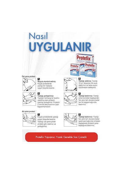 Protefix Diş Protezleri Için Yapıştırıcı Yastık 2 Üst Çene Alana 1 Alt Çene Hediye