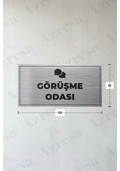 Görüşme Odası Yazılı - Metal - Gümüş Renk - Kapı İsimliği - 20x10 Cm
