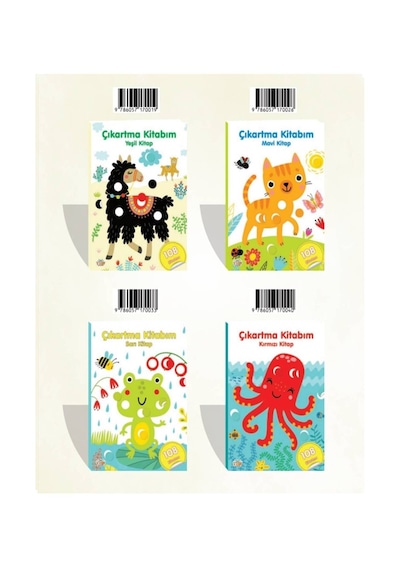 Çıkartma Kitabım Yeşil - Sarı - Kırmızı - Mavi 4 Kitap Set