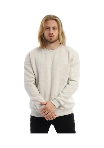 Polostate Erkek Bisiklet Yaka Karyoka Dikişli Sweatshirt Kar Melanj