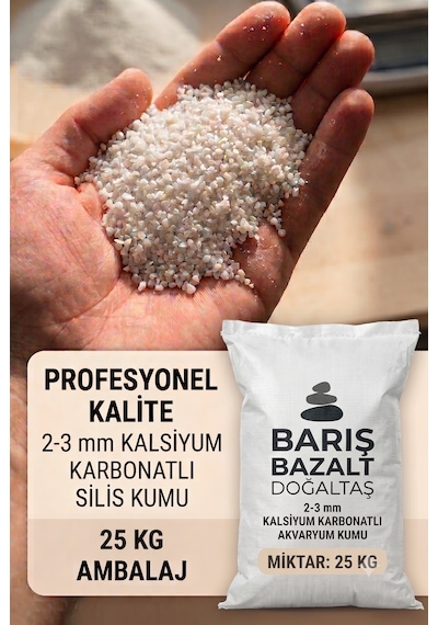 25 Kg 2-3 Mm Beyaz Akvaryum Kumu Kalsiyum Karbonatlı Silis Kumu Dekoratif Akvaryum Taban Kumu