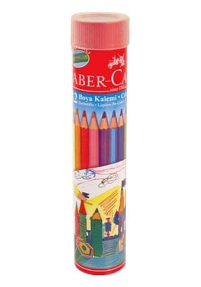Faber Castell Metal Tüpte 12'li Kuru Boya Seti Kalemtraş Hediyeli Çok Renkli