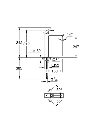 Eurocube Tek Kumandalı Lavabo Bataryası Xl-boyut - 23406al0 Diğer