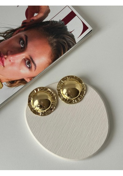 Şık Gold Renk Oval Küpe Altın
