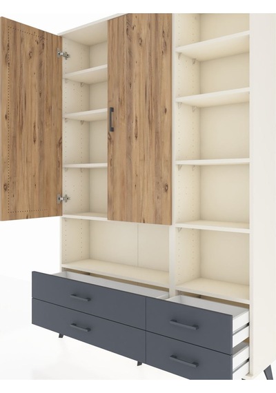 Arges Dolap 10 Raflı 4 Çekmeceli 2 Kapaklı 132x30x195 Aytaşı-çam/antrasit Atlas Çam/antrasıt Arges Dolap 10 Raflı 4 Çekmeceli 2 Kapaklı 132x30x195 Aytaşı-çam/antrasit Atlas Çam/antrasıt