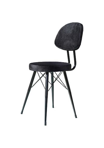 Kav Mutfak Sandalyesi, Yemek, Bahçe, Kafe, Modern Sandalye - Siyah Kumaş
