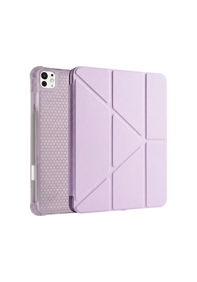Ps Apple Uyumlu iPad Pro 11 İnç M5 / M4 Tri Folding Standlı Kılıf - Lila Kapaklı Kılıf