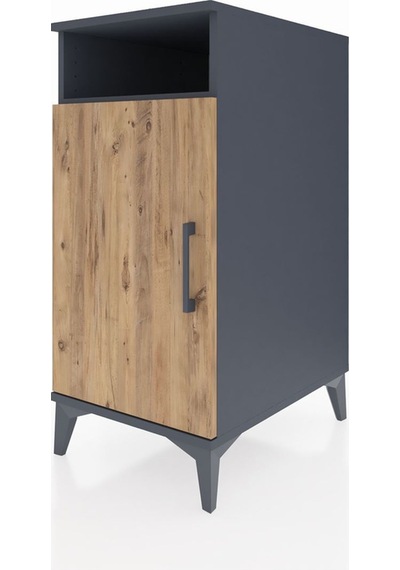 Kronos Komodin 3 Raflı Tek Kapaklı 44x59x96 Antrasit-çam Antrasit
