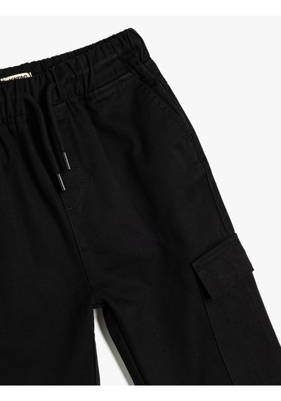Koton Beli Bağcıklı Cep Detaylı Pamuklu Jogger Eşofman Altı Siyah 5wkb40083tw Siyah