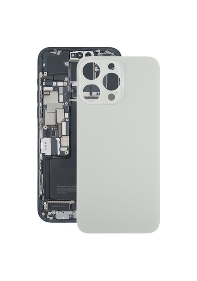 Rogfer Apple Uyumlu iPhone 15 Pro İçin Cam Pil Arka Kapağı Titanyum Titanyum Titanyum