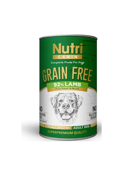 Nutri Canin Tahılsız %92 Kuzu Etli Konserve Yetişkin Köpek Maması 12 x 400 G