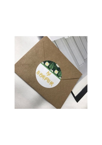 İyi Bayramlar Etiketi Kurban Ramazan Bayramı Tebrik Sticker 4 Cm - 100 Adet Çok Renkli
