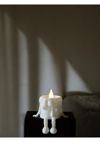 Hareketli Ayaklı Tealight Mum Figürü - Eriyen Sevimli Biblo Dekoratif Mumluk Çok Renkli