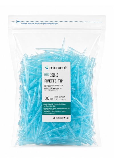 Mikropipet Pipet Ucu Mavi 500 Adet