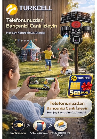 Onqam On-sg4474 12mp 4 Lens 4g Çift Solar Panel Hieasy Aov Sürekli Kayıt Gece Görüş Çift Yönlü Ses Turkcell Sim Kart