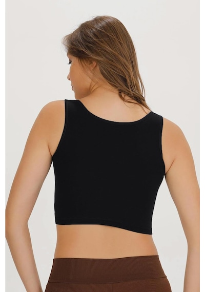 Sensu Kadın Kalın Askılı Crop Büstiyer - Crop130 Siyah Siyah