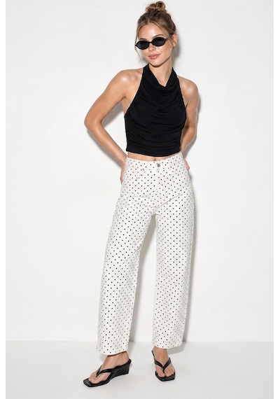 Shade Kadın Puantiyeli Yüksek Bel Balloon Denim Pantolon 993 60286259 - Beyaz-siyah
