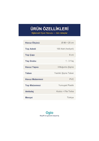 Şişme Oyun Havuzu 100 Top Dahil Çocuk Top Havuzu, Yumuşak Renkli Toplu Bahçe Deniz Oyun Havuzu 1+ Yaş