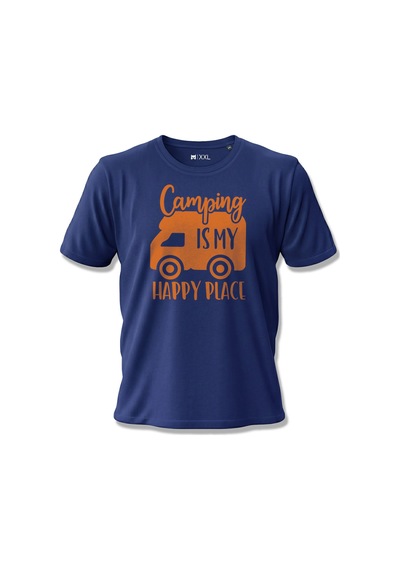 North Whiskers "camping Is My Happy Place" Karavan Baskılı %100 Pamuklu Lacivert Kamp Tişörtü Lacivert - 875670158 Lacivert - 875670158 Lacivert