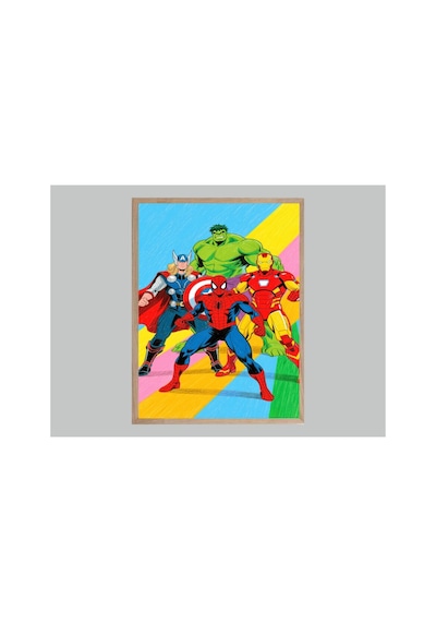 Marvel Doğal Ahşap Çerçeveli Tek Parça Dekoratif Tablo Çok Renkli - 844529655 Çok Renkli