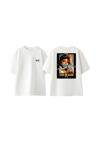 Thewert Michael Jackson Leave Tasarım Sırt Baskılı Pamuk Beyaz Oversize T-shirt