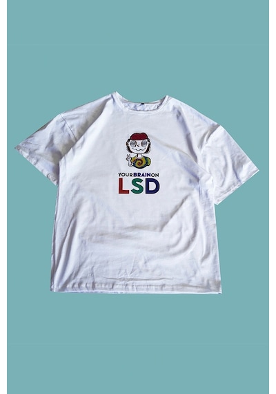 Startmore Psychedelic Lsd Oversize Tişört Beyaz
