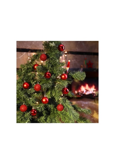 Ers 12 Adet Parlak Kırmızı 3 Cm Mini Yılbaşı Topu, Noel Çam Ağacı Topu, Süs Topu Diğer