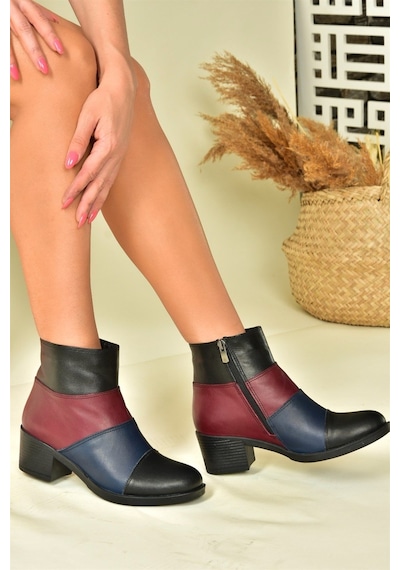 Fox Shoes Lacivert/bordo Hakiki Deri Alçak Topuklu Kadın Bot N555703003 Lacivert - Bordo Fox Shoes Lacivert/bordo Hakiki Deri Alçak Topuklu Kadın Bot N555703003 Lacivert - Bordo