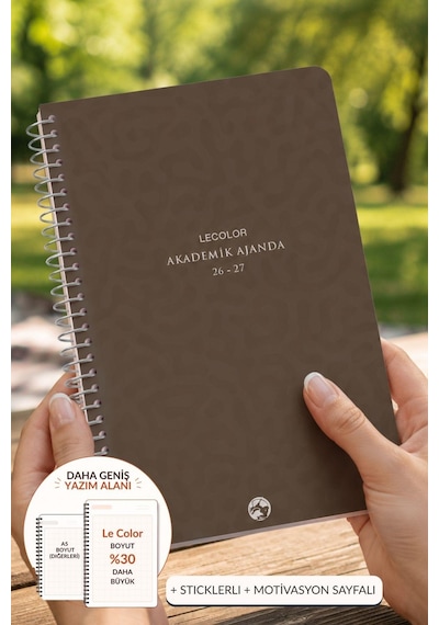 Akademik Ajanda 17x24 Cm Spiralli Stickerlı Motivasyon Sayfalı Kahverengi
