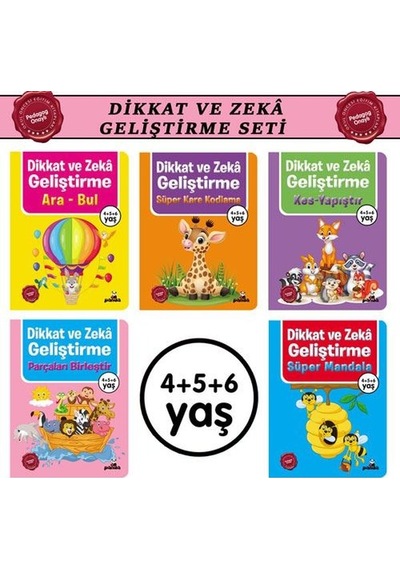 Dikkat Zeka ve Geliştirme Seti - 5 Kitap Takım- Panda