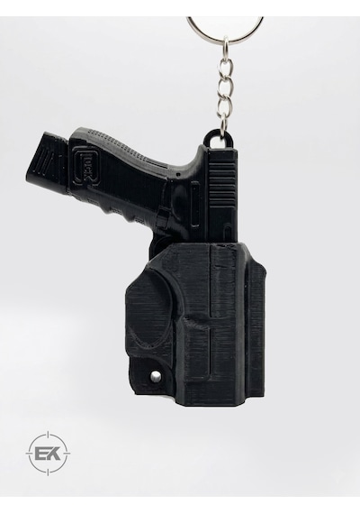 G19 Model Tabanca Anahtarlık Kılıflı, Klipsli Siyah
