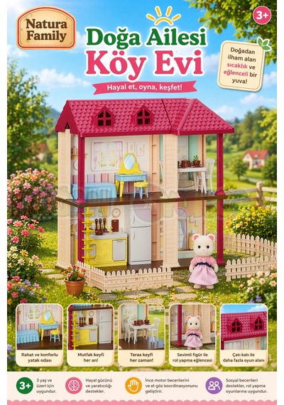Doğa Ailesi Köy Evi Oyuncak Ev - Tavşan Ailesi Oyun Evi Tavşan Tatil Evi Sylvanian Evi 1 Adet