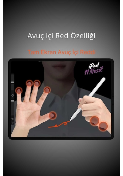Apple Uyumlu iPad A16 11 Nesil 2025 Avuç İçi Reddetme Özellikli Dokunmatik A3355 Tablet Kalemi Beyaz