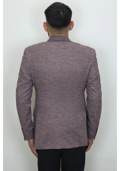 Duayen Dmctekstil Erkek Bordo Kırçıllı İtalyan Kesim Dar Kalıp Tek Düğme Blazer Ceket